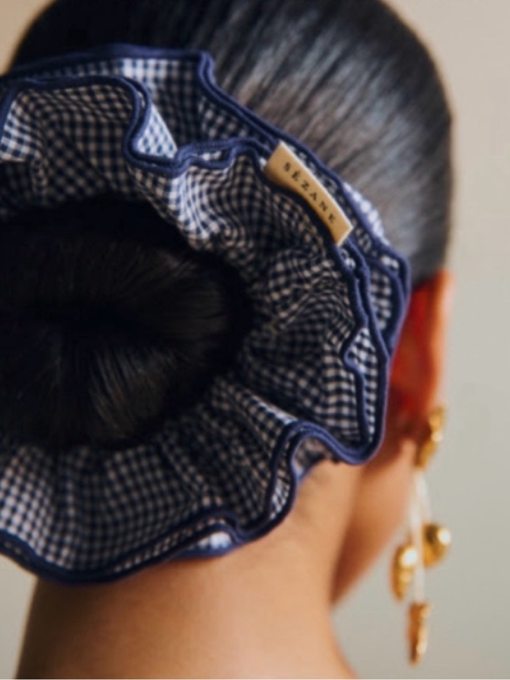 NIB Sezane Gingham Scrunchie